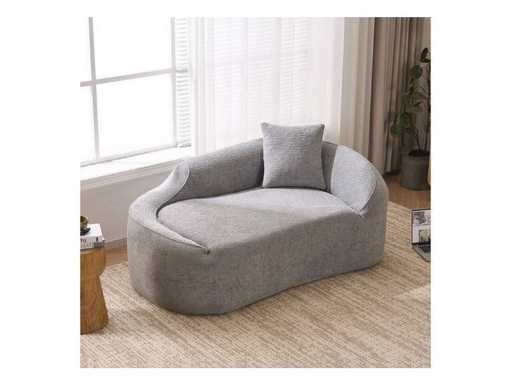 Celya Sofa Komprimieren Sofa,Bogenförmiges Chaiselongue für den Innenbereich, modernes Chenille-Zweisitzer-Sofa mit tiefer Sitzfläche und 1 Kissen