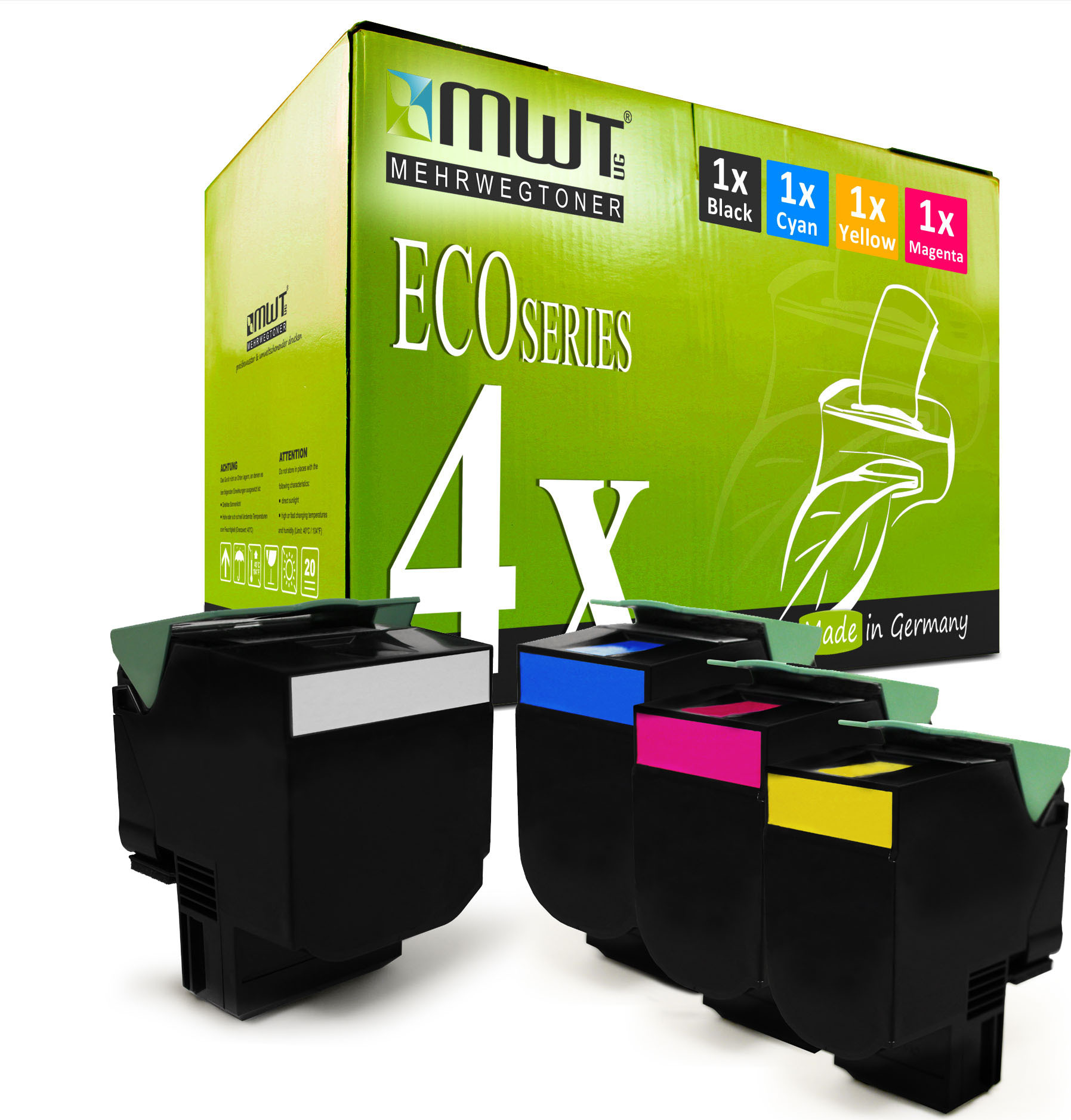 4 Mehrwegtoner kompatible Lasertoner ersetzt Lexmark 78C0X10 78C0X20 78C0X30 78C0X40 78C2XKE 78C2XK0 78C2XCE 78C2XC0 78C2XME 78C2XM0 78C2XYE 78C2XY0 Mehrfarbig