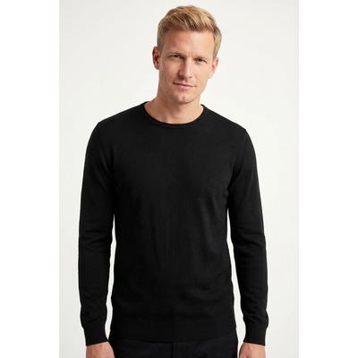 Strickpullover JOOP "Denny", Herren, Gr. XL, schwarz, Strick, Obermaterial: 100% Wolle, clean, unifarben, regular fit normal, Rundhals, elastischer Bund, Pullover Strickpullover, mit Rundhals aus reiner Wolle