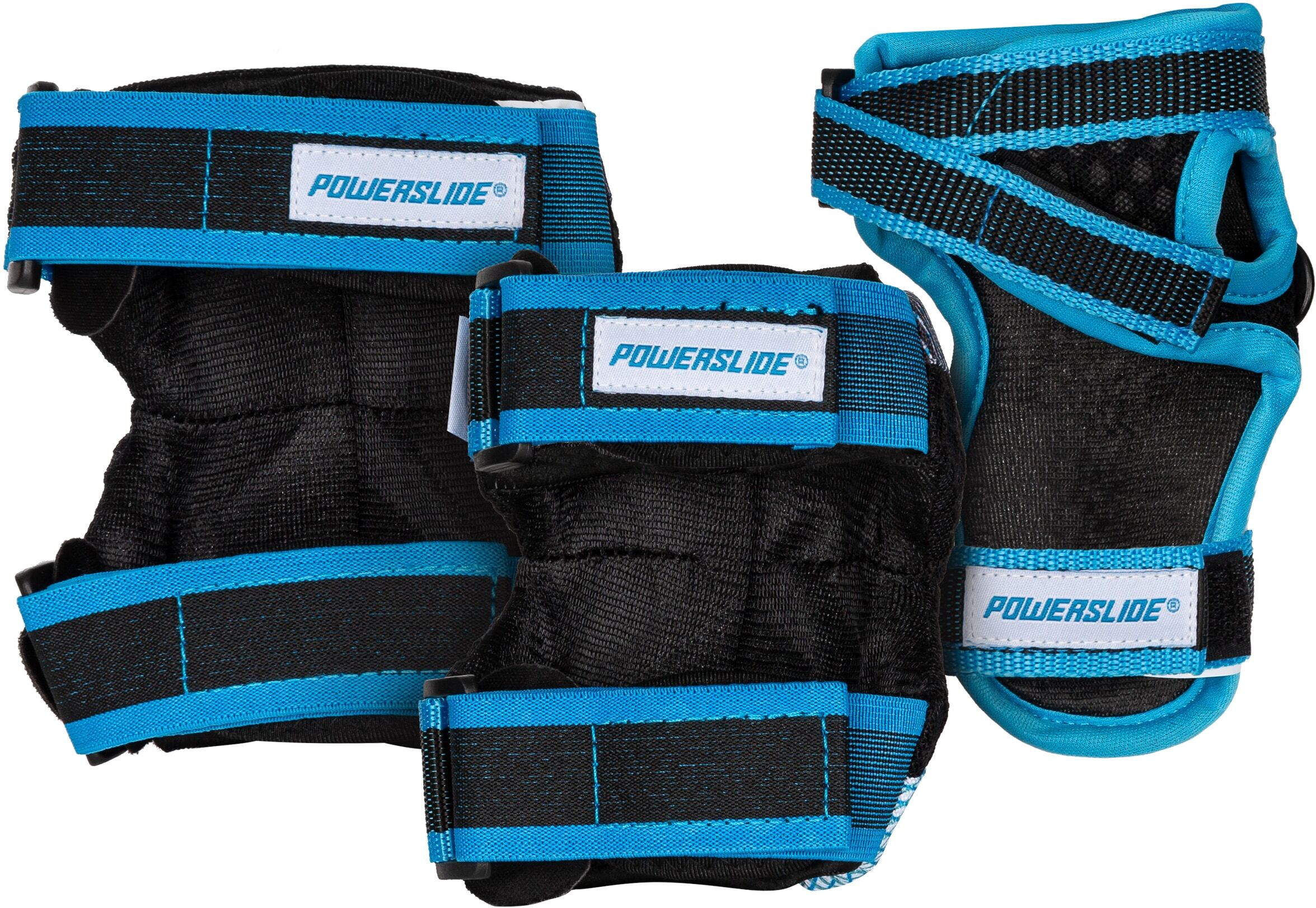 Protektoren-Set POWERSLIDE "Kids Pro Girls Set" Gr. XS, schwarz (schwarz, blau), Protektoren, Kinder, XS, Nylon, Protektoren-Set schwarz, blau XS