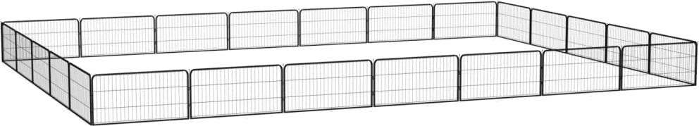 24-tlg. Hundelaufstall Schwarz 100x50cm Stahl Pulverbeschichtet