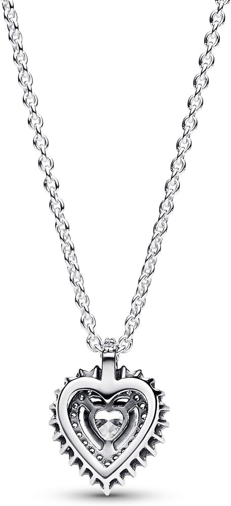Collier Pandora Avec Pendentif Halo Cœur Scintillant Femme