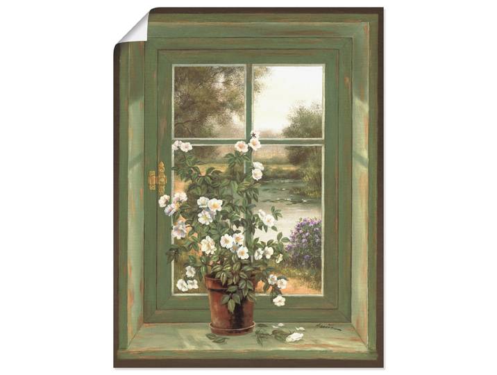 Wandbild ARTLAND Wildrosen am Fenster , grün (farbe bild(er): grün), B:30cm H:40cm, Bilder, Wandbild, als Alubild, Leinwandbild, Poster in verschied. Grössen