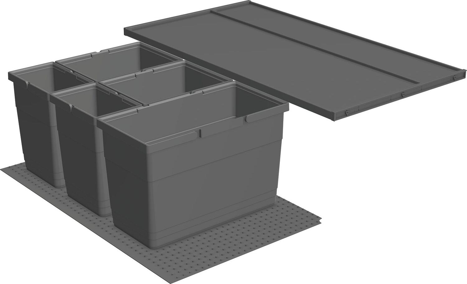 Ninka eins2vier Set KB 900 SERVO-DRIVE uno Abfallsammler, Mülltrennungssystem, Abfallbehälter, Schubkastensystem, elektrisches Öffnen, Kunststoff, dunkelgrau, 900mm