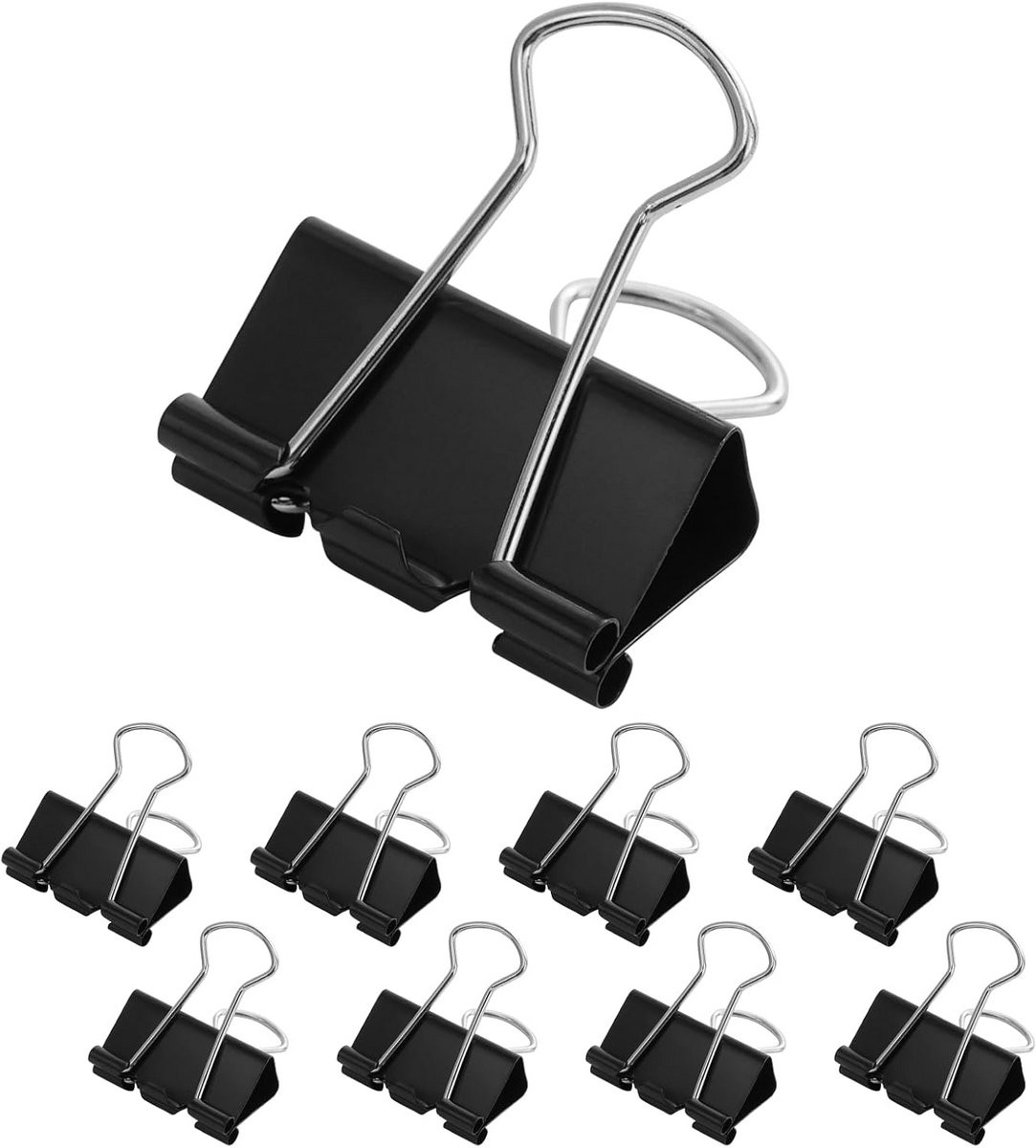 8x Zwarte Grote Foldback Klemmen 60mm - Sterke Multifunctionele Bulldog Clips voor Thuis en Kantoor
