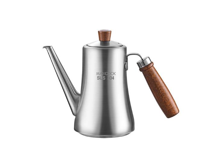 Maxcook olijfoliedispenser en keukenoliekruik van roestvrij staal 304 (33,8 oz/1000 ml) - lekvrije oliefles - beukenhouten handvat
