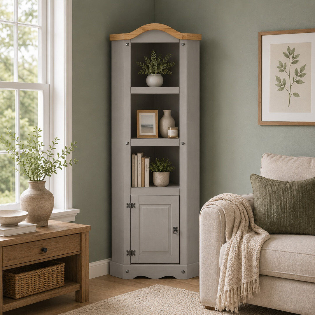 Marlow Home Co. Hulton Display Cabinet Gray 188cm H X 74cm W X 37cm D