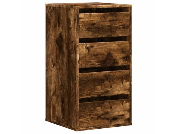 RJPLMFV Eckkommode, 4 Schubladen, Holz, 40 x 41 x 76 cm, Rauchgrau Kompaktes Design, clevere Aufbewahrung, robustes Holz, einfache Pflege, inklusive Wandbefestigung