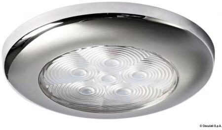 Osculati Plafoniera LED a filo senza incasso Luce di cortesia rotonda ghiera inox 6 LED blu