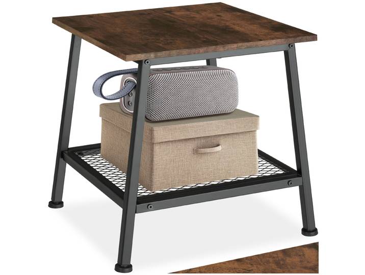 Table d’appoint BEDFORD 45,5x45x47cm - Bois foncé industriel, rustique