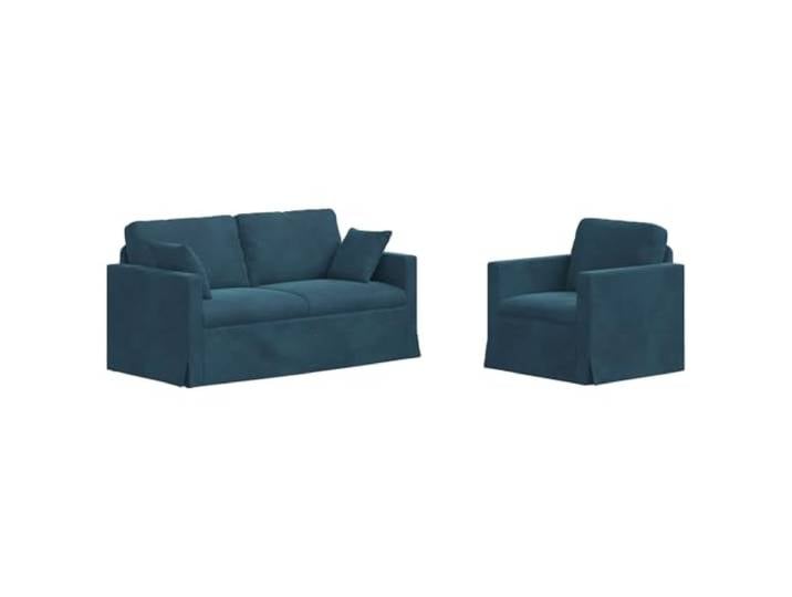 Makastle Sofa Couch 2er Set Blau Samt