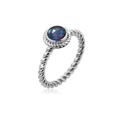 Silberring NENALINA "Ring Opal-Triplette Geburtsstein Oktober 925 Silber" Gr. 54, grau, Fingerringe, Damen, 54, Silber 925 (Sterlingsilber), Silberring