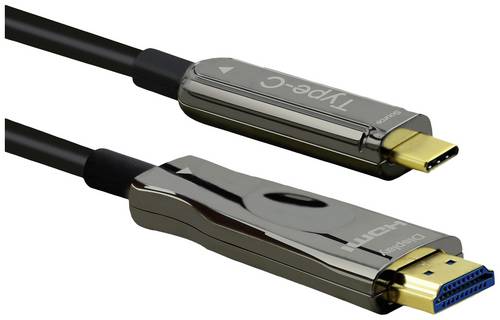 Roline USB-C / HDMI / Glasfaser Adapterkabel USB-C Stecker, HDMI-A Stecker 30.00 m Schwarz 14.01.3474 4K UHD, Geschirmt HDMI-Kabel