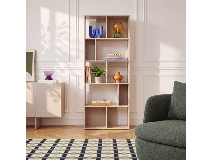 HABITAT - Bibliothèque en bois 76 x 195 cm - Grège - Design by Hélèna Pille - Will