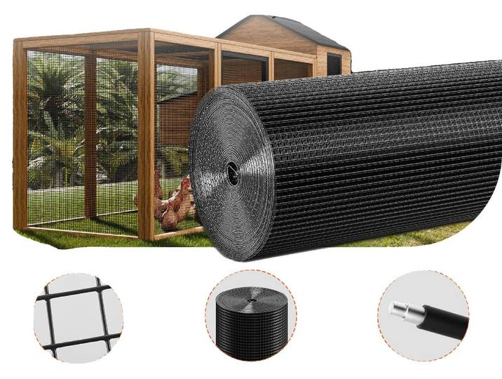 Fil de fer pour volière VEVOR 61 x 3048 cm\, clôture de jardin\, rouleau de grillage de 1\,06 mm\, fil de fer revêtu de vinyle pour barrières de poulailler\, clôtures pour lapins et serpents\, enclos pour volailles