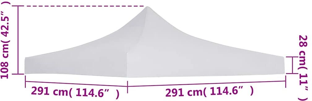vidaXL Toit de tente de réception 3 x 3 m Blanc