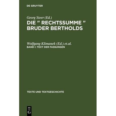 Text der Fassungen, Gebundene Ausgabe von , De Gruyter, 978-3-484-36011-2
