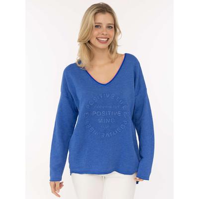 Zwillingsherz "„Positive Mind Neon Kante”", mit Kontrastnaht, V-Neck, washed out Optik, langarm