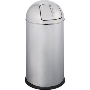 Alco Mülleimer 2917, Push-Klappe, silber, aus Metall, 28 Liter