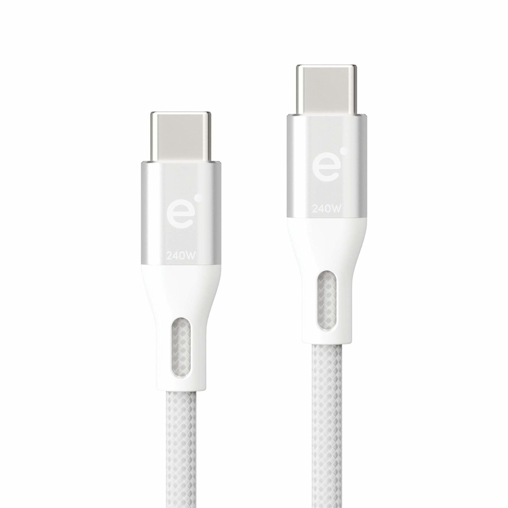 empower by PanzerGlass essential USB-C zu USB-C Kabel 240W 2m Silber Weiß