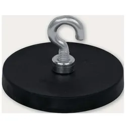 Eichner, Magnet, Neodymmagnet Ø 43 mm gummierter Magnet, mit Haken Ø 6,4 mm (5x)