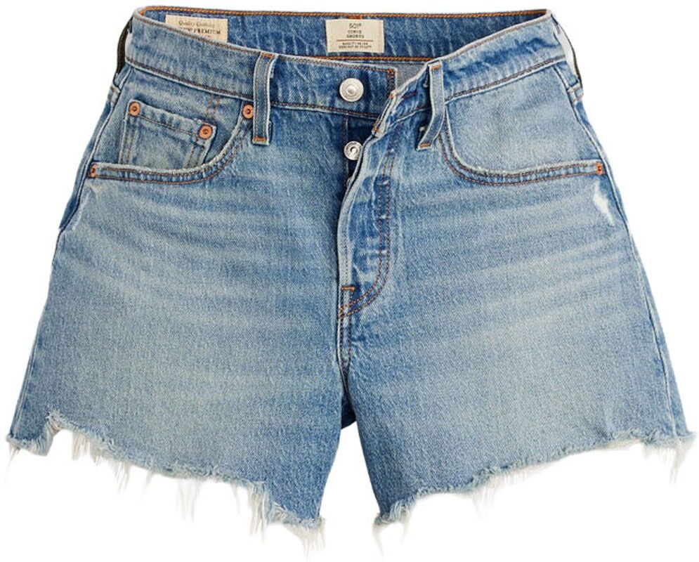Shorts LEVI'S, Damen, Gr. 29, N-Gr, blau (en masse), Denim/Jeans, Obermaterial: 99% Baumwolle, 1% Elasthan, figurbetont Po-bedeckend, Hosen Shorts, Die Passform schmeichelt kurvigen Figuren en masse 29, N-Gr