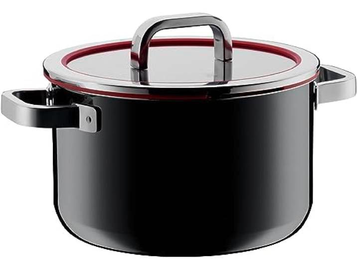 WMF Fusiontec Functional Kochtopf groß 24cm, Glasdeckel mit Abgießfunktion, Fleischtopf Induktion 6,4l, High-Tech Keramik, kratzfest, schwarz