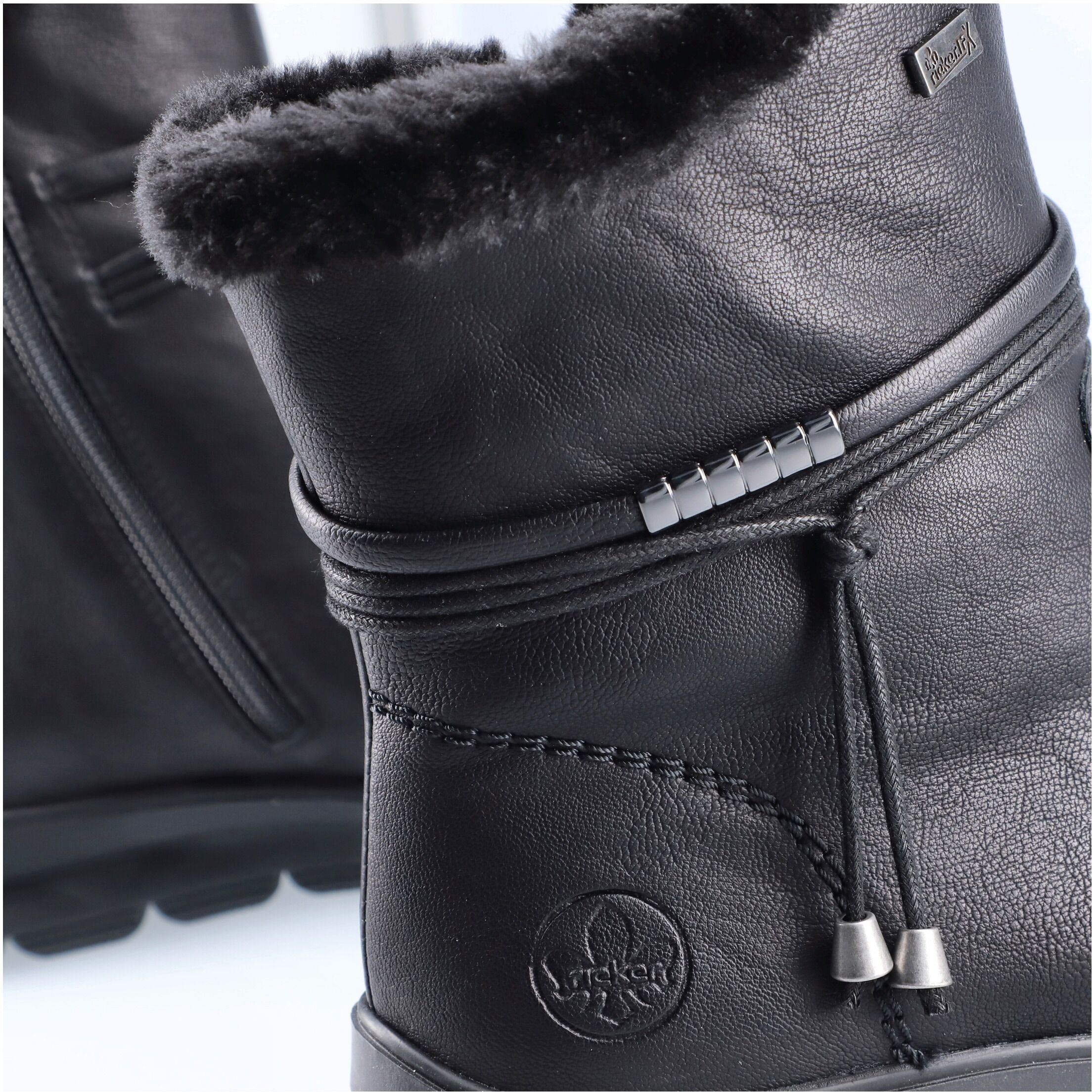 Winterboots RIEKER, Damen, Gr. 37, Warmfutter, schwarz, Lederimitat, Textil, Schuhe Winterboots, mit wasserabweisender riekerTEX-Membran schwarz 37, Warmfutter