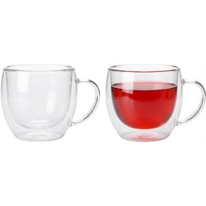 Böttcher-AG Kaffeegläser Teeglas, doppelwandig, mit Henkel, 250ml, 2 Stück