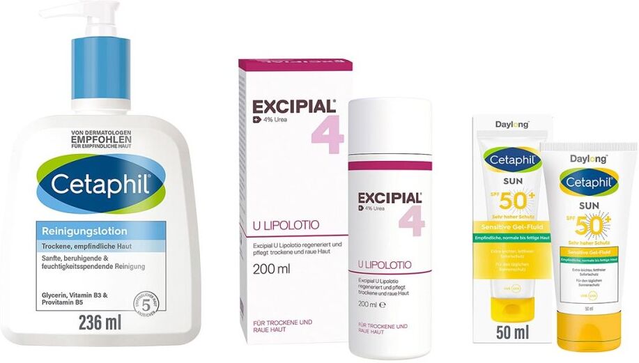 Excipial & Cetaphil Set: Reinigung, Pflege & UV-Schutz
