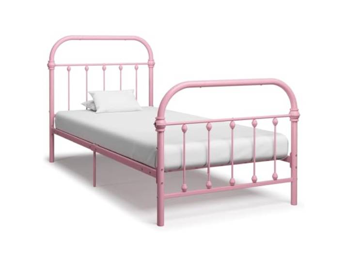 Metallbettgestell mit Lattenrost Elegantes Finish 90 x 200 cm Rosa Metallbettgestell Rosa 90x200 cm mit Lattenrost Stabiler Bettrahmen Klappbar Modernes Design