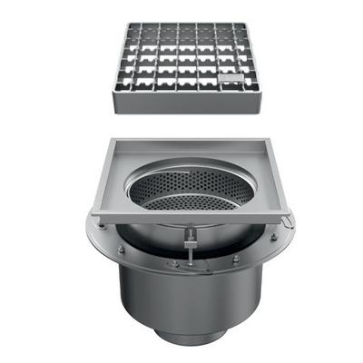 .statt-shop. Bodenablauf 400x400 zweiteilig Bodeneinlauf Abfluss Edelstahl horizontal DN200 Entwässerung