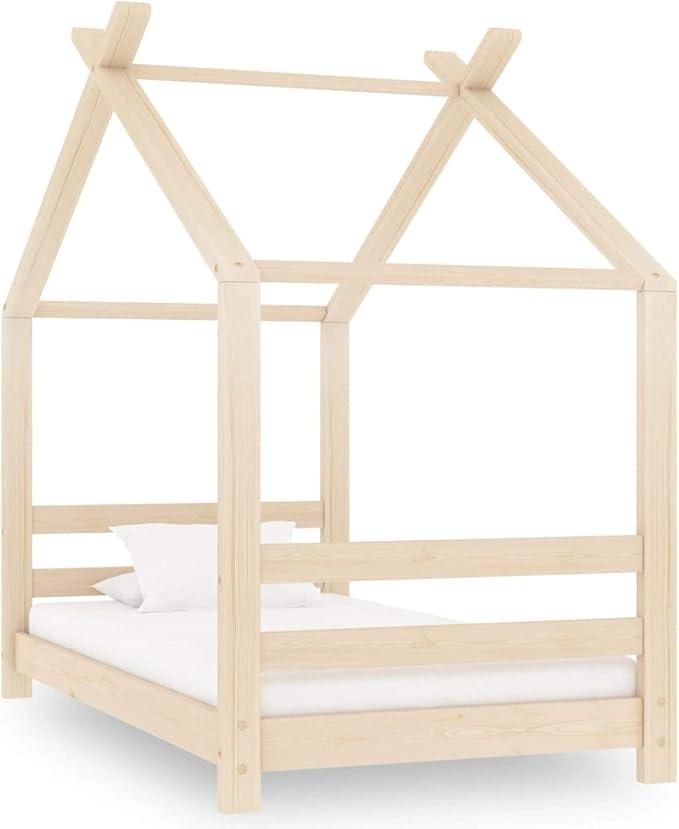 Kinderbett Hausbett Bettenhaus Spielbett Kinder Bett Kinderhaus Holzbett Bettgestell Lattenrost Massivholz Kiefer 70x140 cm