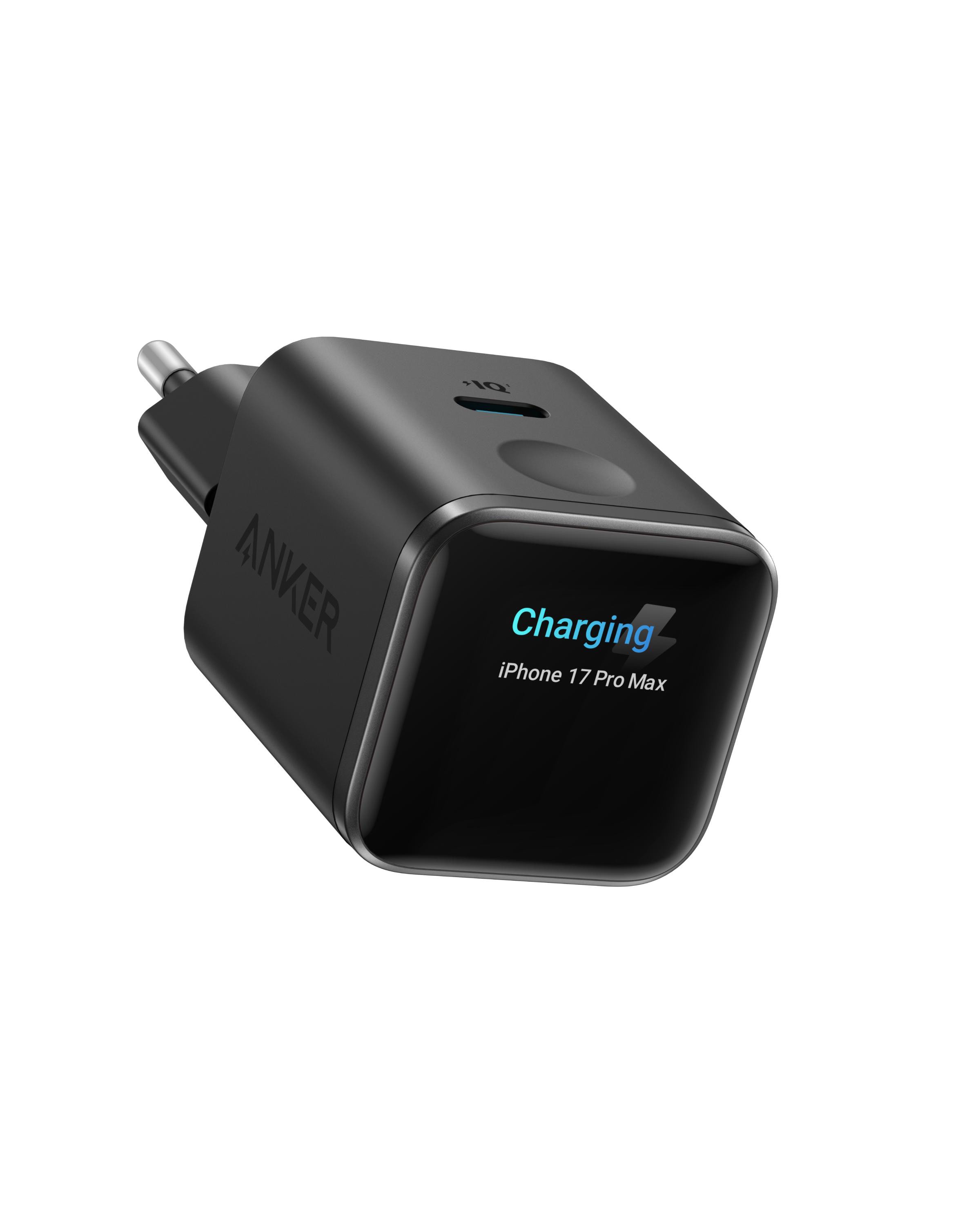 Anker Nano Ladegerät (45W, Smart Display) ActiveShield 5.0, GaN, Steinschwarz