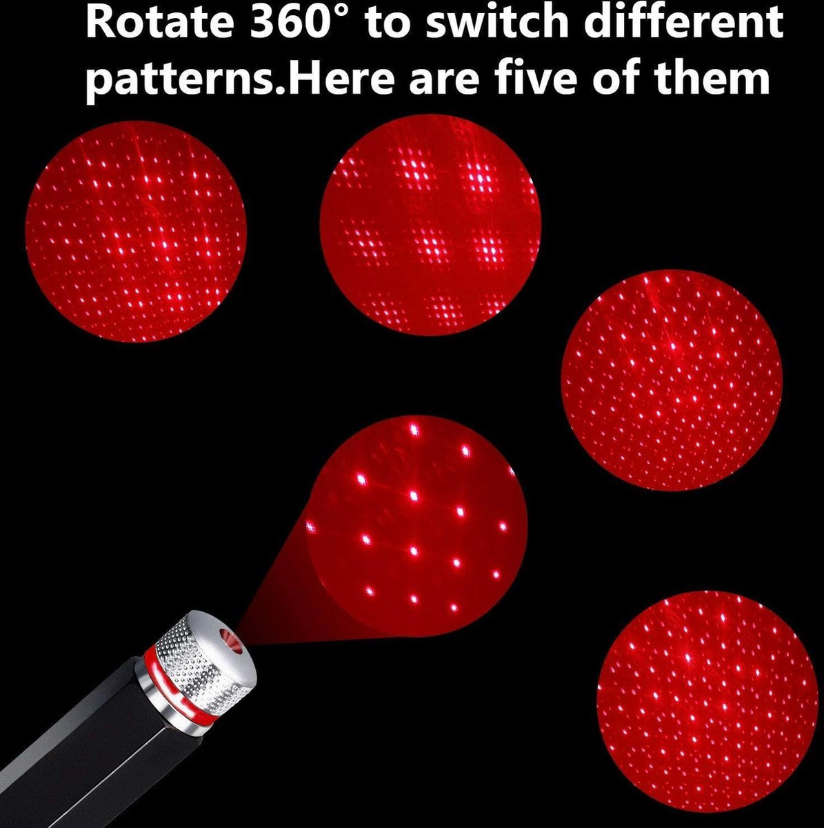 Rode USB Galaxy Projector voor Autosfeerverlichting en Romantische Sterrenhemel