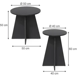 Vicco, Couchtisch + Beistelltisch, Beistelltisch Forma, Schwarz, 40 x 50 cm 2er Set (40 x 40 x 60 cm)