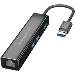 Conceptronic DONN07B (USB-C, 3 Ports), Dockingstation + USB Hub, Schwarz