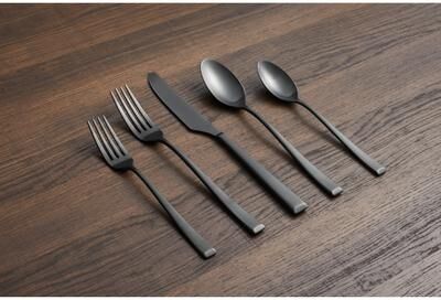 Cambridge Marlise Black Satin 20-Piece Flatware Set