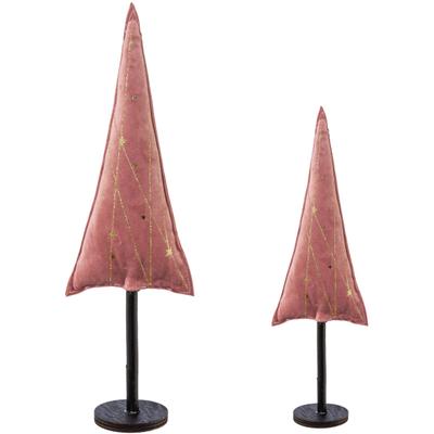 Dekobaum CREATIV DECO "Weihnachtsdeko", rosa, B:13cm H:40cm, Polyester, Dekofiguren, aus Samtstoff mit Applikationen in 2 Größen: 30x9 cm, 40x13 cm