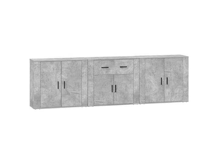 HGFDVCMR Sideboard 3er Set Betongrau Holzwerkstoff 80x33x70 cm Anrichte Vielseitiger Beistellschrank für Wohnzimmer und Schlafzimmer mit stabiler Oberfläche und viel Platz für Dekoration.