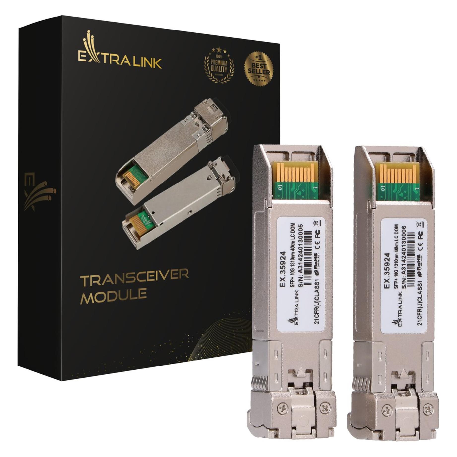 Extralink SFP+ 2-pack | SFP+ Módulo |, LC/UPC, 1310nm,, single mode, DOM (EX.35924)