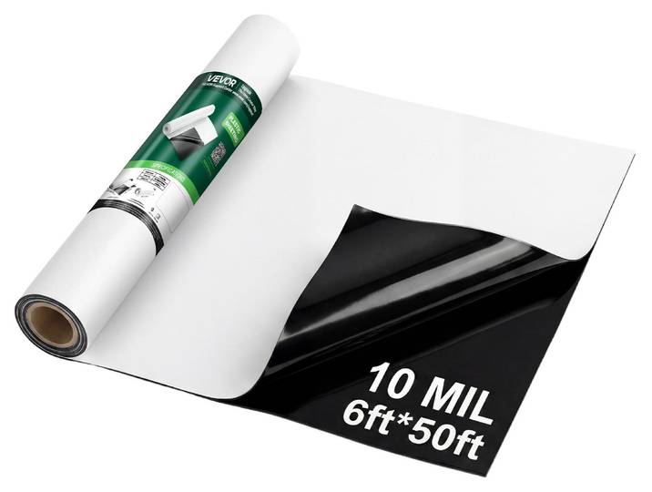 VEVOR\, film en polyéthylène\, dimensions 1\,83 x 15\,24 m\, bâche de jardin\, épaisseur 0\,25 mm\, noir et blanc\, rouleau de plastique pour le jardinage\, bâche de protection\, bâche de peintre\, film de protection pour sous-sols\, pare-vapeur\, lutte contre les mauvaises herbes
