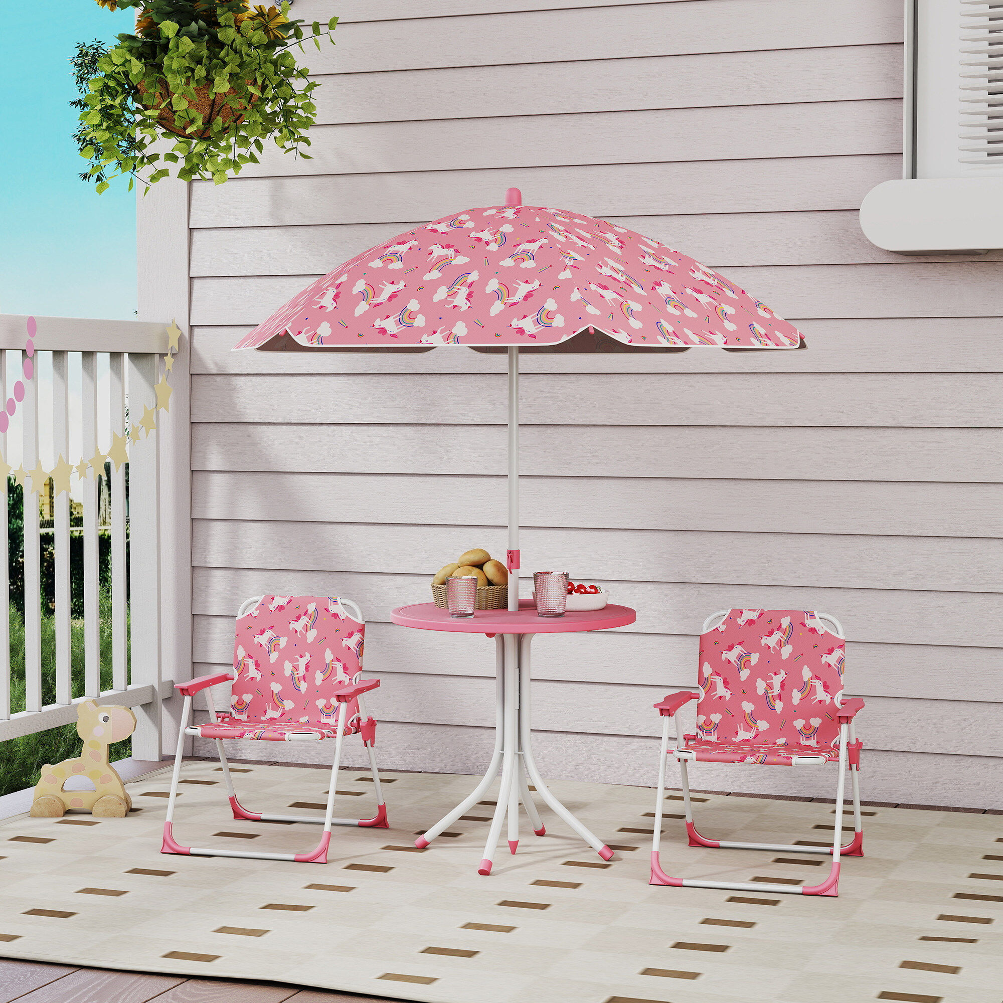 Altro Tavolo Da Picnic Per Bambini Set Tavolo E Sedie Con Ombrellone Rosa
