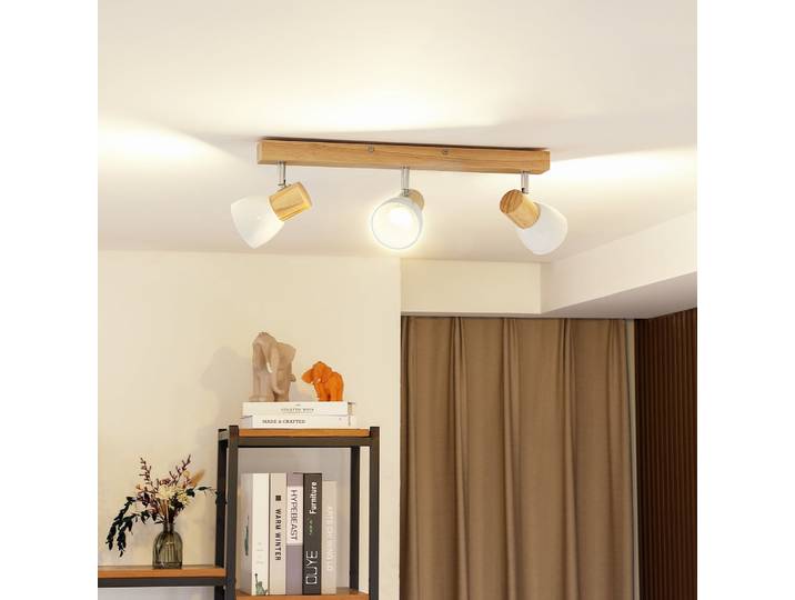 Thorin 3 Deckenleuchte Wood/White - Lindby - Wohnzimmer - Skandinavisch - Holz - Mehrflammig
