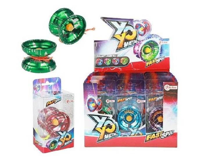 Yoyo metaal Flames - semi professionele Yoyo - glanzend met touw - assorti kleuren