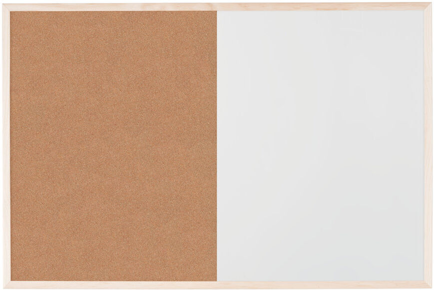 Bi-Office budget non-magnetic combination board with wooden frame 60cm H x 40cm W x 2cm D