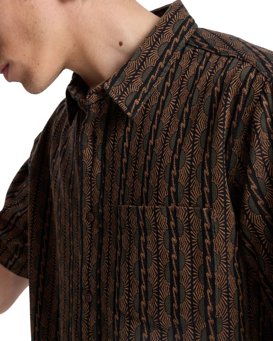 Kurzarmhemd QUIKSILVER "Horizons", Herren, Gr. XS, braun (schwarz horizons), Obermaterial: 100% Baumwolle., Hemden Kurzarmhemd