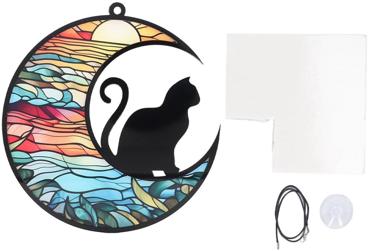 Aladdien Kleurrijk Gebrandschilderd Glas Katten Suncatcher Herinneringsornament