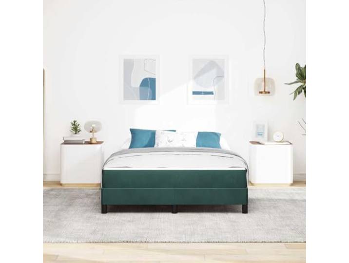 KTHLBRH Boxspringbett mit Matratze dunkelgrün 160 x 200 cm Stoff Technischer Holzrahmen, Taschenfederkernmatratze, mittlere Härte, Tragkraft 280 kg