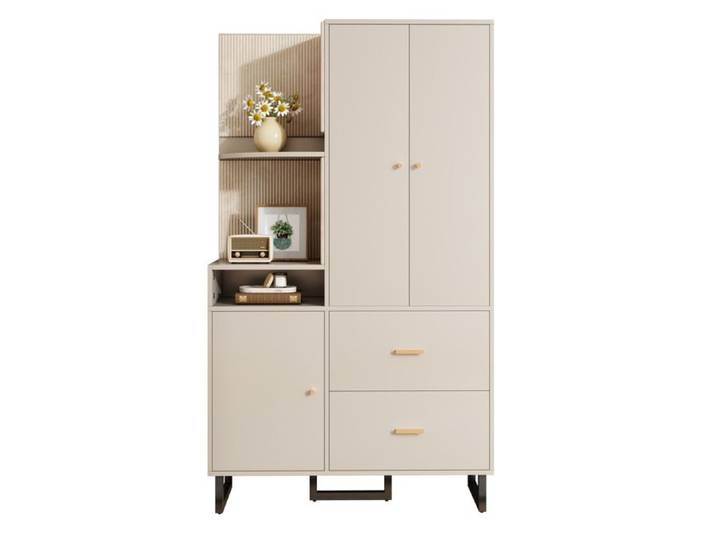 Armoire entrée 110x186x38 cm vestiaire avec panneaux rembourrés et meuble à chaussures